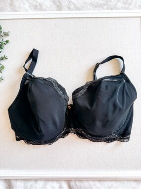 Natori Black Lace Underwire Full Coverage Bra Size 36G